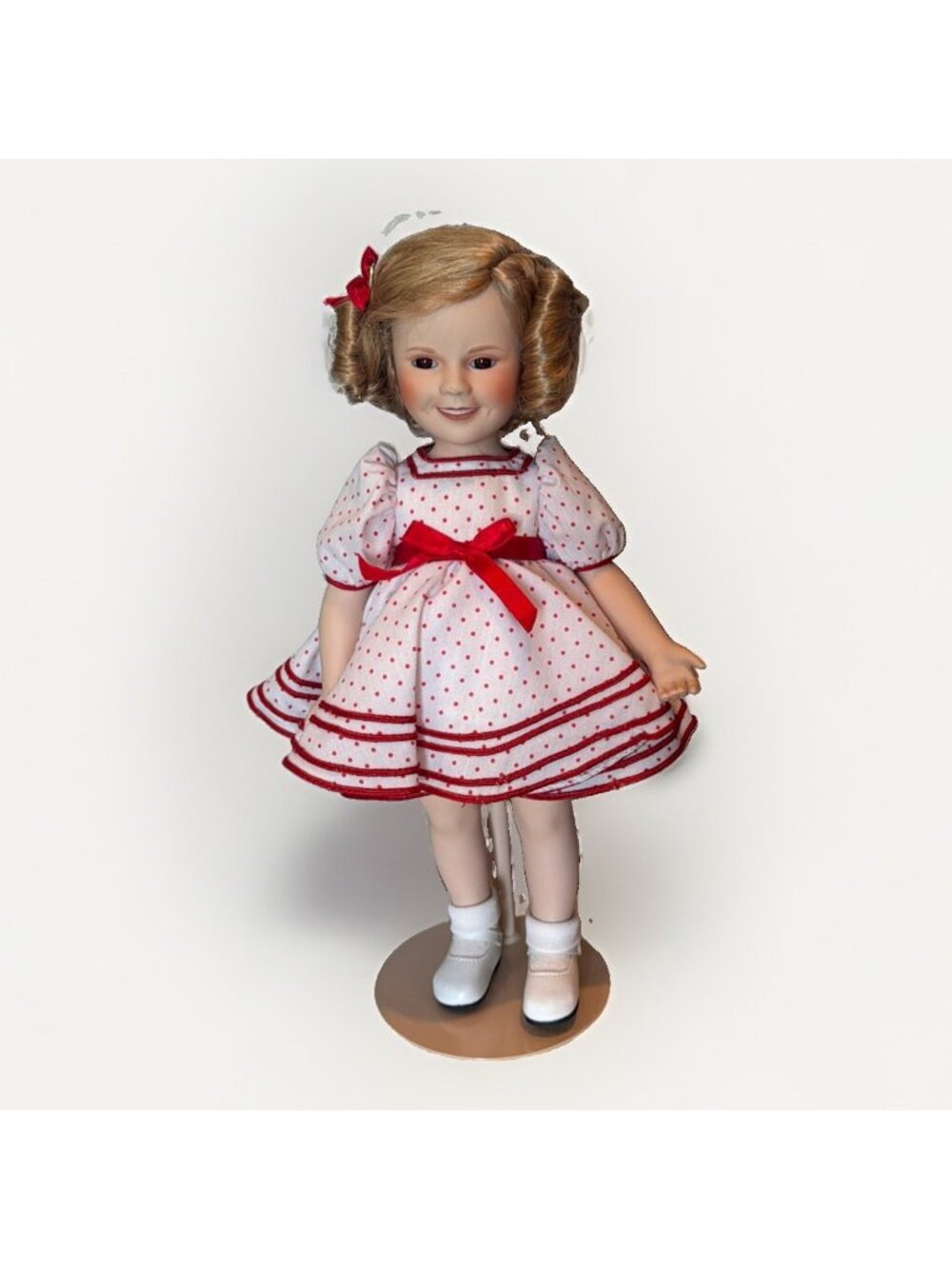 Vintage 1987 Shirley Temple Stand Up And Cheer Doll Red Polka Dot Dress 14”